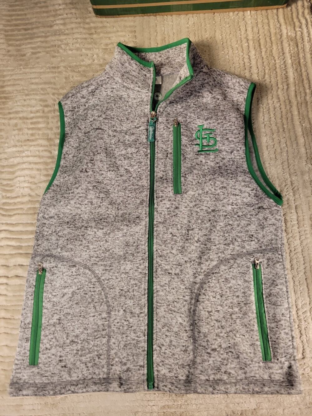 St Louis Cardinals Vest Baseball MLB Mens Size Small Zip Up Jacket Green Adult